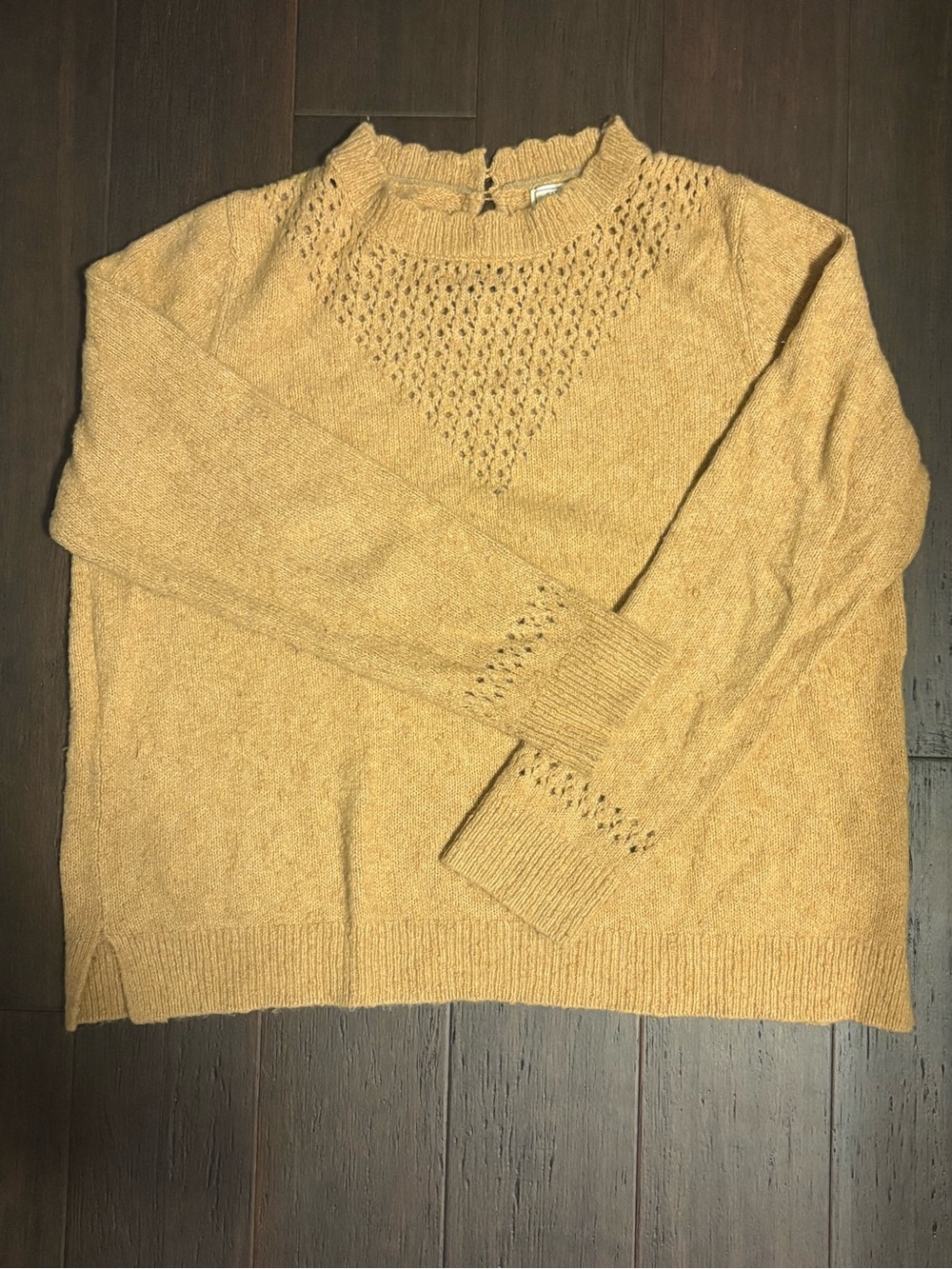 Fat Face Mustard Eyelet Yoke Crewneck Sweater